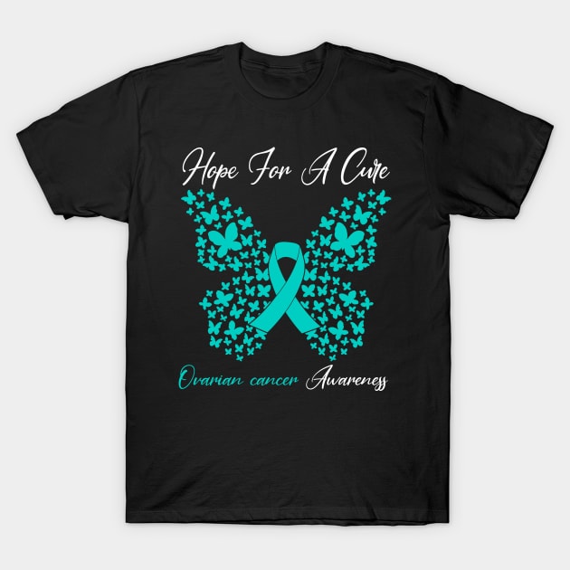 Hope For A Cure Butterfly Gift 3 Ovarian cancer T-Shirt by HomerNewbergereq